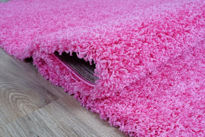 Soft Plain Thick Area Shaggy Rug - Pink 160 x 230 cm - 4