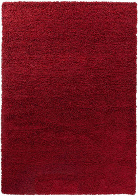 Soft Plain Thick Area Shaggy Rug - Red 120 x 170 cm