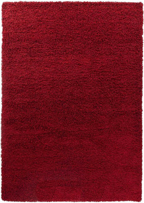 Soft Plain Thick Area Shaggy Rug - Red 160 x 230 cm