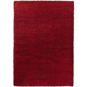 Soft Plain Thick Area Shaggy Rug - Red 160 x 230 cm