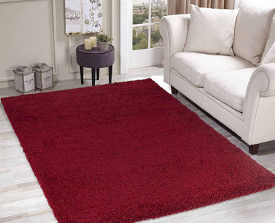 Soft Plain Thick Area Shaggy Rug - Red 60 x 110 cm - 3