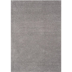 Soft Plain Thick Area Shaggy Rug - Silver Grey 120 x 170 cm
