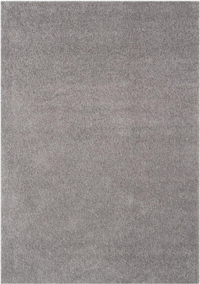 Soft Plain Thick Area Shaggy Rug Silver Grey 60 x 110 cm DIY at B&Q