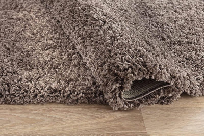 Soft Plain Thick Area Shaggy Rug - Taupe 60 x 110 cm - 4