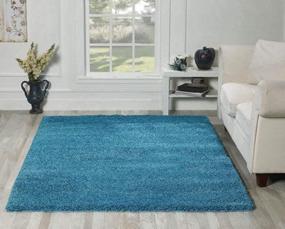 Soft Plain Thick Area Shaggy Rug - Teal 160 x 230 cm
