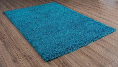 Soft Plain Thick Area Shaggy Rug - Teal 160 x 230 cm - 3