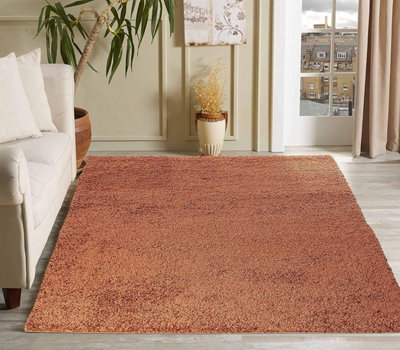 Soft Plain Thick Area Shaggy Rug - Terracotta 160 x 230 cm