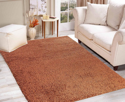 Soft Plain Thick Area Shaggy Rug - Terracotta 60 x 110 cm - 3