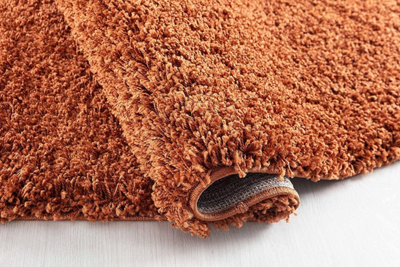 Soft Plain Thick Area Shaggy Rug - Terracotta 60 x 110 cm - 4