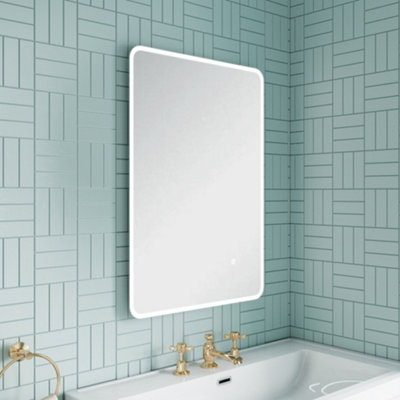 Square led bathroom deals mirror