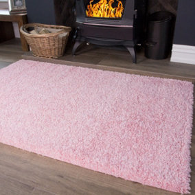 Soft Value Baby Pink Shaggy Area Rug 110x160cm