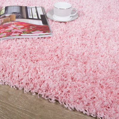 Soft Value Baby Pink Shaggy Area Rug 133x190cm