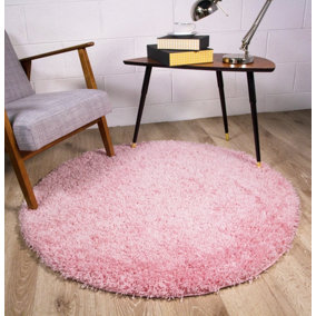 Soft Value Baby Pink Shaggy Area Rug 135x135cm