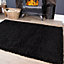 Soft Value Black Shaggy Area Rug 110x160cm