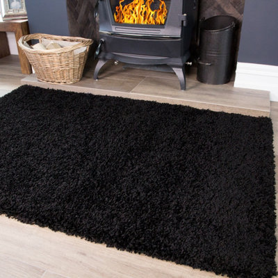 Soft Value Black Shaggy Area Rug 110x160cm