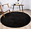 Soft Value Black Shaggy Area Rug 135x135cm