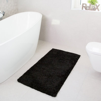 Soft Value Black Shaggy Area Rug 60x110cm