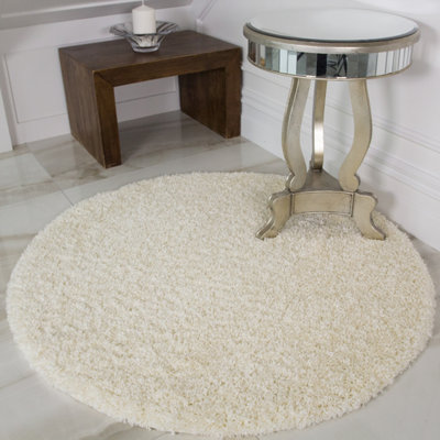 Soft Value Cream Shaggy Area Rug 135x135cm | DIY at B&Q
