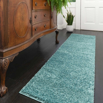 Soft Value Duck Egg Blue Shaggy Runner Rug 60x230cm