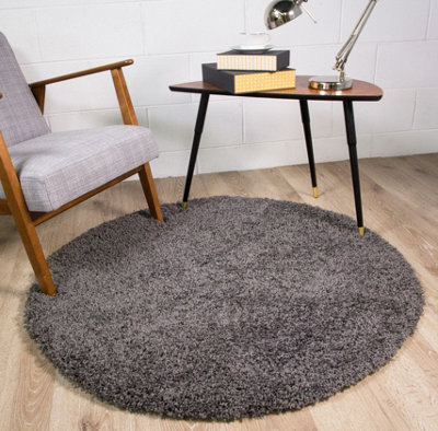 Soft Value Grey Shaggy Area Rug 135x135cm