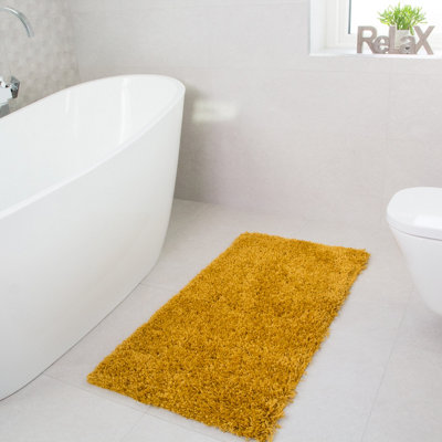 Soft Value Ochre Yellow Shaggy Area Rug 50x80cm