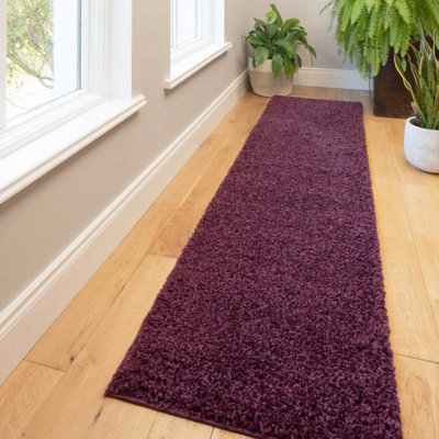 Soft Value Plum Shaggy Runner Rug 60x230cm