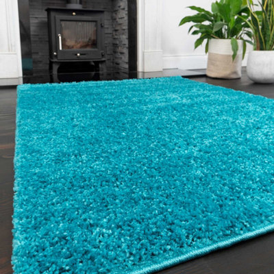 Soft Value Teal Blue Shaggy Area Rug 180x270cm