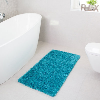 Soft Value Teal Blue Shaggy Area Rug 60x110cm