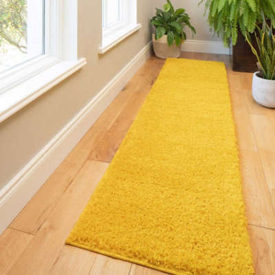 Soft Value Yellow Shaggy Runner Rug 60x230cm | DIY at B&Q