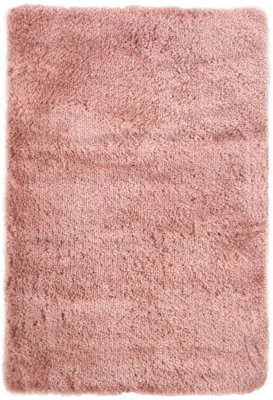 Soft Washable Collection Plain Design Shaggy Rug in Pink  SA-07