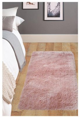 Soft Washable Collection Plain Design Shaggy Rug in Pink SA-07