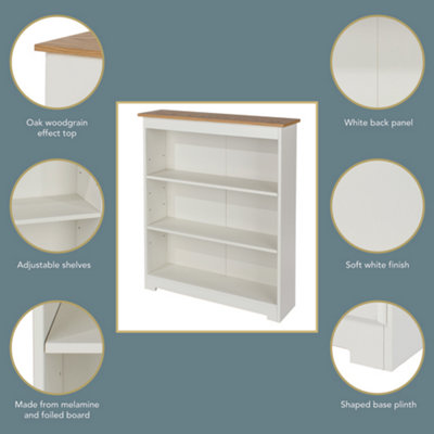 Soft white low wide bookcase - Colorado