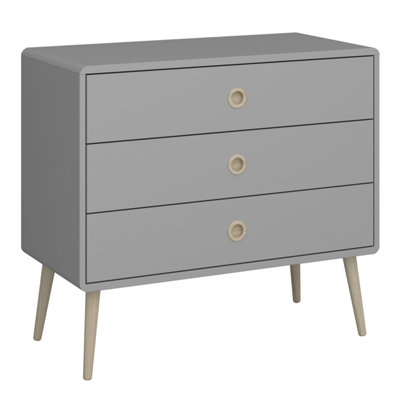 Softline 3 Drawer Wide Chest Grey | DIY at B&Q