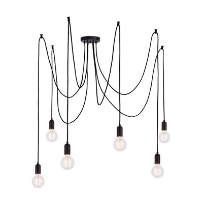 Sohan Black Modern Industrial 6 Light Ceiling Pendant