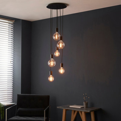 Sohan Black Modern Industrial 6 Light Ceiling Pendant