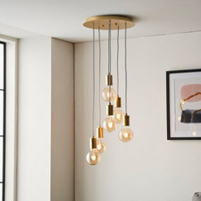 Sohan Soft Gold Modern Industrial 6 Light Ceiling Pendant