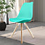 Soho Aqua Plastic Dining Chair with Pyramid Light Wood Legs