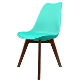 Soho Aqua Plastic Dining Chair with Squared Dark Wood Legs