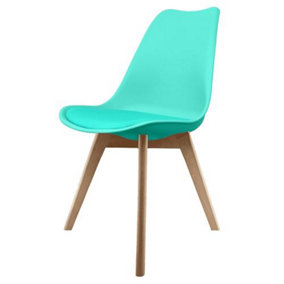 Soho  Aqua Plastic Dining Chair with Squared Light Wood Legs