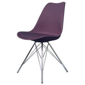 Soho Aubergine Plastic Dining Chair with Chrome Metal Legs