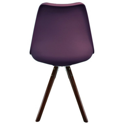 Soho  Aubergine Plastic Dining Chair with Pyramid Dark Wood Legs