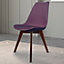 Soho Aubergine Plastic Dining Chair with Squared Dark Wood Legs