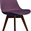 Soho Aubergine Plastic Dining Chair with Squared Dark Wood Legs