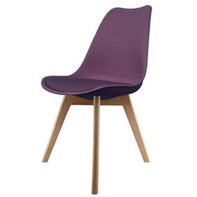 Soho Aubergine Plastic Dining Chair with Squared Light Wood Legs