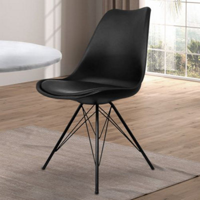Soho Black Plastic Dining Chair with Black Metal Legs