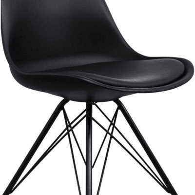 Soho Black Plastic Dining Chair with Black Metal Legs