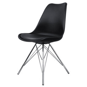 Soho Black Plastic Dining Chair with Chrome Metal Legs