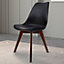 Soho Black Plastic Dining Chair with Squared Dark Wood Legs