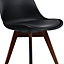 Soho Black Plastic Dining Chair with Squared Dark Wood Legs