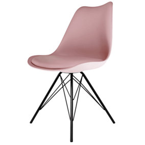 Soho Blush Pink Plastic Dining Chair with Black Metal Legs